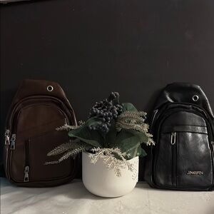 Black and Brown Leather Backpacks with Modern Design